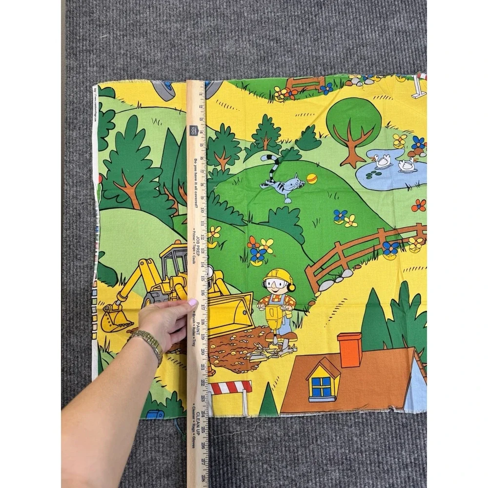 Cotton Bob the Builder Construction‎ Fabric Panel Yellow Green Multicolor